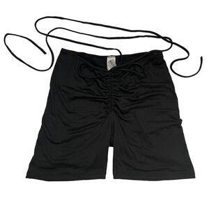 Tresser Womens Medium Black Biker Shorts Belly Wrap Festival Yoga Scrunch Stretc